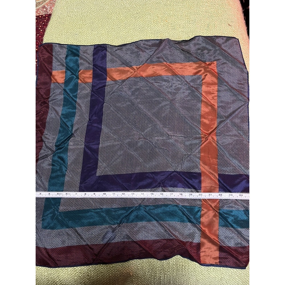 silk scarves lot of‎ 3 , 1 handrolled scarf , ocean , geometric , floral - Picture 5 of 15